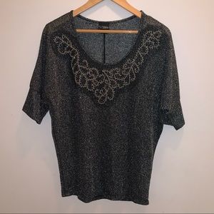 Daytrip Black and Silver Sparkly Blouse